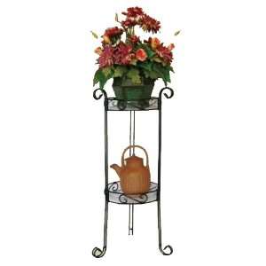  River North 2 Tier Combo Top Plant Stand Column, Black 