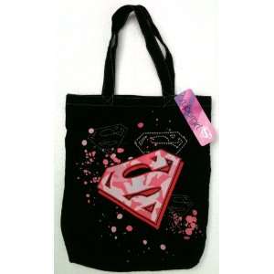  DC Comics SUPERGIRL Superman LOGO Black Messenger Tote Bag 