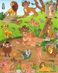 Lion King 2 Movie Sticker Sheet Simba Kovu Kiara Pumba  