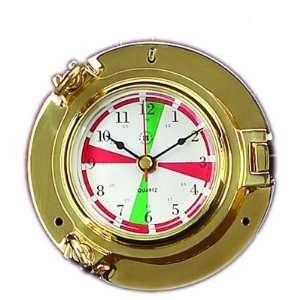  Brass Porthole Clock w/Radio Silence Zone, Tarnish Proof 