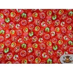 Cotton Print Fabric   NOTIONS IN PARADISE BIG CAT MULTI FLOWER RED 