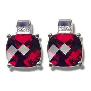  .08 ct Checkerboard Garnet Earring Jewelry