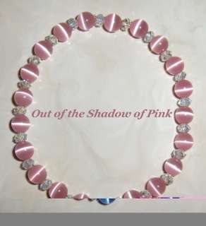   Fiber Optic Cats Eye and Crystal Male Breast Cancer Stretch Bracelets