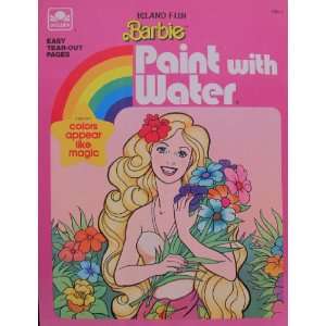 Island Fun BARBIE PAINT WITH WATER Book w Easy Tear Out Pages (1988 