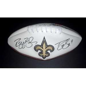  Drew Brees & Reggie Bush Signed New Orleans Saints Logo 