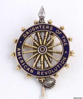 Vintage Daughters of the American Revolution Badge   14k Gold DAR 
