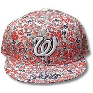   WASHINGTON NATIONALS FLAT BILL HAT CAP 7 1/2 FITTED: Sports & Outdoors