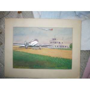   County Airport painting 1948 Grand Rapids michigan: Everything Else