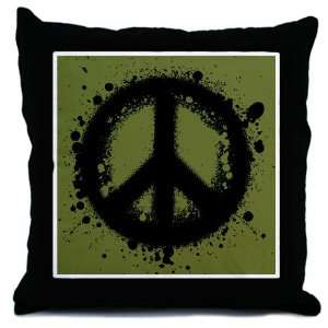  Throw Pillow Peace Symbol Ink Blot 