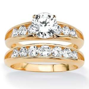   Round DiamonUltra™ Cubic Zirconia Channel Wedding Ring Set: Jewelry