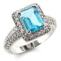 Best selling SIMULATED AQUAMARINE cocktail Ring sz 9  