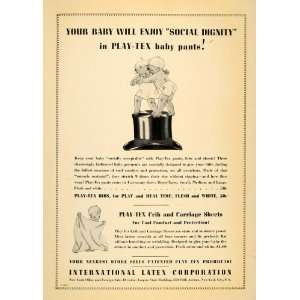 1937 Vintage Ad Play Tex Latex Baby Pants Crib Sheets   Original Print 