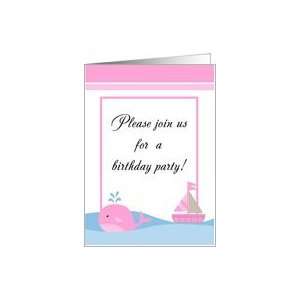   Nautical Whale Sail Boat Birthday Party Invitation Card: Toys & Games