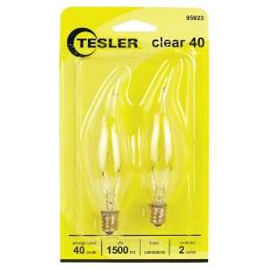  Tesler 40 Watt 2 Pack Bent Tip Candelabra Light Bulbs 
