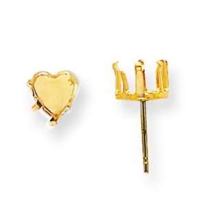  2 Gold Filled 6 Prong Heart Snap Earring Setting 6mm: Home 