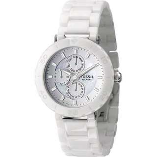 Fossil White Dial White Ceramic Multifunction Womens Watch CE1000 