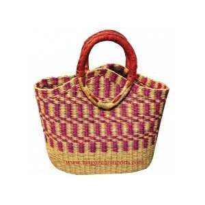  African Bolga Basket with Upright Round Handles   Small 