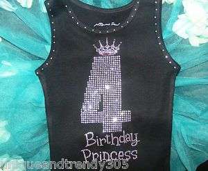   Toddler Princess rhinestone rhinestud Birthday tutu tank shirt  