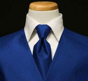 Tuxedo Vest & Tie   Herringbone   Sapphire  
