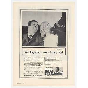  1968 Air France Airlines Couple Lovely Trip Captain Print 