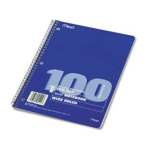Mead® Spiral Bound Notebook, Wide/Margin Rule, 8 x 10 1/2, White, 100 
