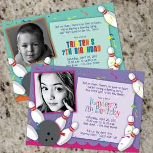  BOWLED OVER   Bowling Party Photo Invitations   Print Your 