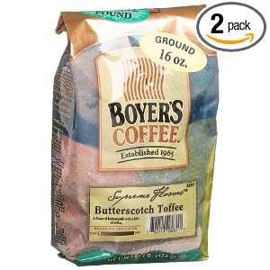 Boyers Coffee Butterscotch Toffee (Ground), 16 Ounce Bags (Pack of 2)