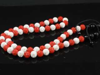 Mens White/Red & White Swarovski Crystal 30 Inch Chain Necklace New 