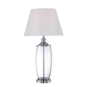 Branko Family 32 Chrome And Clear Table Lamp with White Fabric Shade 