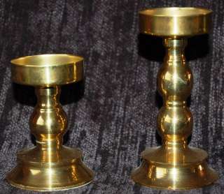 SET OF 2 VINTAGE BRASS CANDLE HOLDERS TALL/SHORT TAIWAN  
