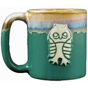 Padilla Owl Raised Design Soup Rack Mugs, Set of 4   Matte Green 