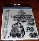 RECOLLECTION CLEAR ACRYLIC STAMPS SCHOOL DAYS ~ BACKPACK, BOOKS 