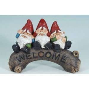   No Evil Gnomes on Welcome Bridge Garden Statue: Patio, Lawn & Garden