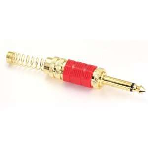  Deluxe 1/4 GOLD PLATED Phono Plug with Red Accent 