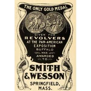  1902 Ad Smith & Wesson Revolvers Firearms Gun Medals 