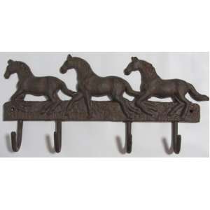 Wall Hooks Equestrian Themed With Three Galloping Horses