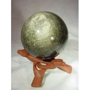   Sheen Obsidian 3.1 Sphere with Carved Wooden Stand 