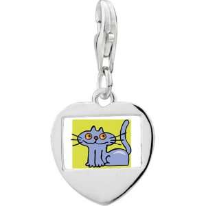   Sterling Silver Clasp Pendant British Shorthair Cat Photo Heart Charm