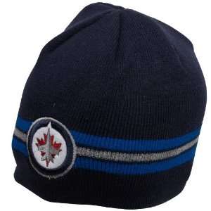   Time Hockey Winnipeg Jets Navy Blue Tadd Toque Uncuffed Knit Beanie