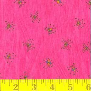  45 Wide Flannel Tick Tackz Pink Fabric By The Yard: Arts 