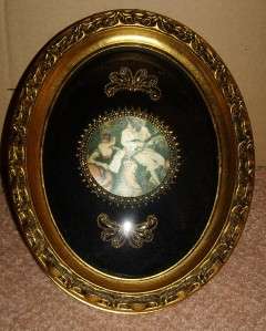 FRENCH Courting Scene Shadow Box Frame Wall Hanging  