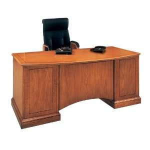    Belmont Bow Front Executive Desk Brown Cherry: Office Products