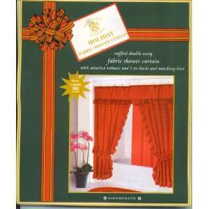 Red Ruffled Double Sway Fabric Shower Curtain:  Home 