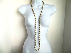 Miriam Haskell Long Vintage Cream & Gold Bead Necklace  