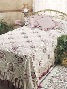 VTG 1954 Crochet Bedspread Pattern ROSE BOWER  