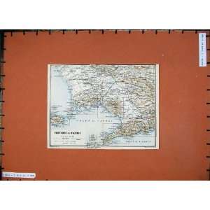   1880 Colour Map Italy Contorni Napoli Vesuvio Ischia