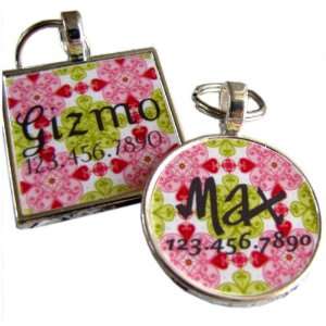  Cool Dog Tags  Pink and Green Moroccan: Pet Supplies