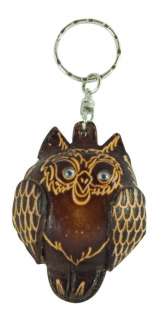 Handmade leather key chain handbag charm owl  
