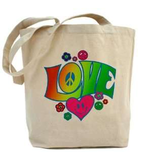  Tote Bag Love Peace Symbols Hearts and Flowers: Everything 