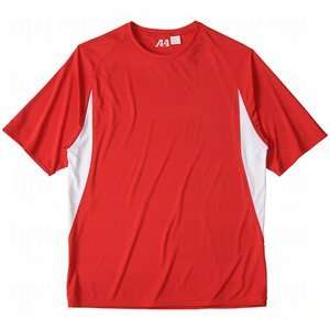A4 Youth Cooling Performance Colorblock T Shirts Scarlet/White/Medium 